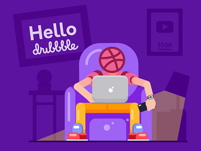 Hello Dribbble! art behance debuts dribbble flat hello illustration inspiration instadesign popular vector