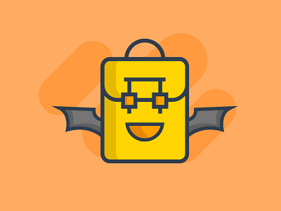Bagman art backpack bag design designer face flat illustration logo orange vector