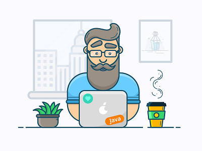 Character Programmer business cartoon character hipster human it macbook man people person programmer startup