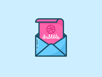 Mail dribbble blue cover design dribbble envelope flat list mail post sent text vector