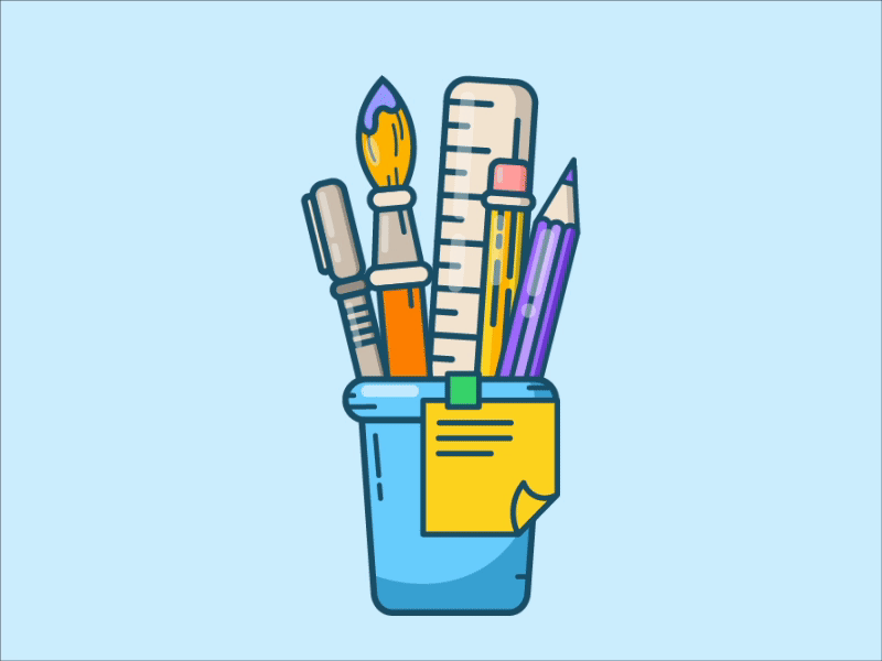 Brushes animation | Paint | Tools animate animation art brush business cartoon character dribbble flat gif illustration liner mug office paint pen art pencil tools typography vector