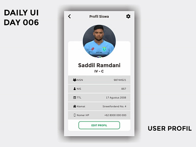Daily UI Day 006 - User Profil 100 day challenge dailyui uidesign uiux user interface