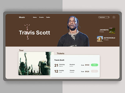 Music - Artist Design page - Travis Scott art artist design page music travis scott ui ux