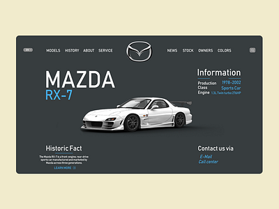 Mazda RX-7 Landing Page beautiful car design inovating interface mazda rx7 ui user web
