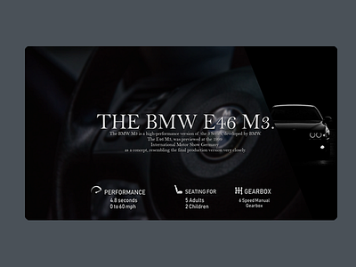 BMW E46 M3 Landing Page bmw branding cars design e46 m3 interface landing page ui user web