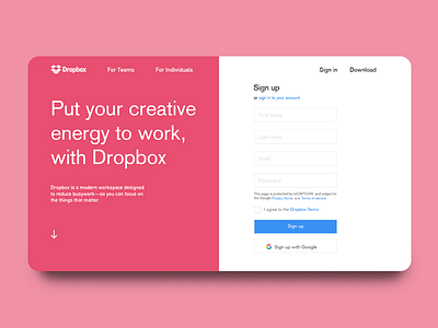 Dropbox Website Replica company dr dropbox home page replica ui ux web design