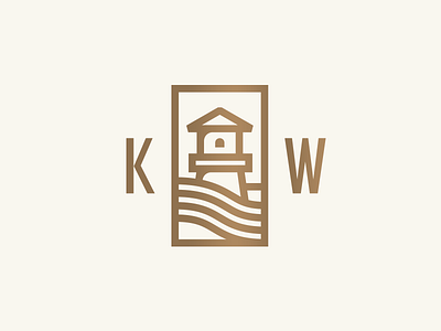 Kopisca & Warn 2 gold lighthouse logo secondary mark waves