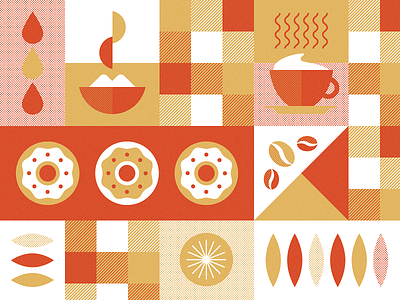 Donuts 1 coffee donuts geometric orange pattern plaid
