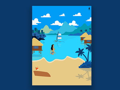 Art work summer beach art work beach desing illustator summer ui ux design