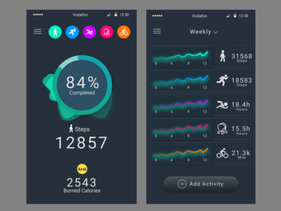 Mobile app design for sport activity