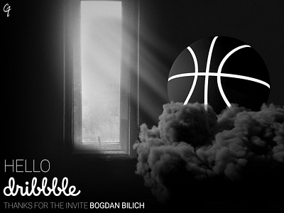 Hello Dribbble 3d abstract blackandwhite c4d debut design firstshot hello dribble photoshop shot welcome shot