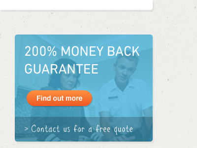 200% Money back module blue button guarantee module money back orange promotion shadow