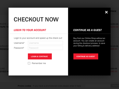 Checkout Login Overlay account checkout ecommerce form login overlay