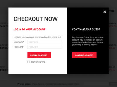 Checkout Login Overlay