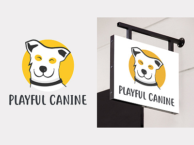 Playful Canine design illustration logo vector