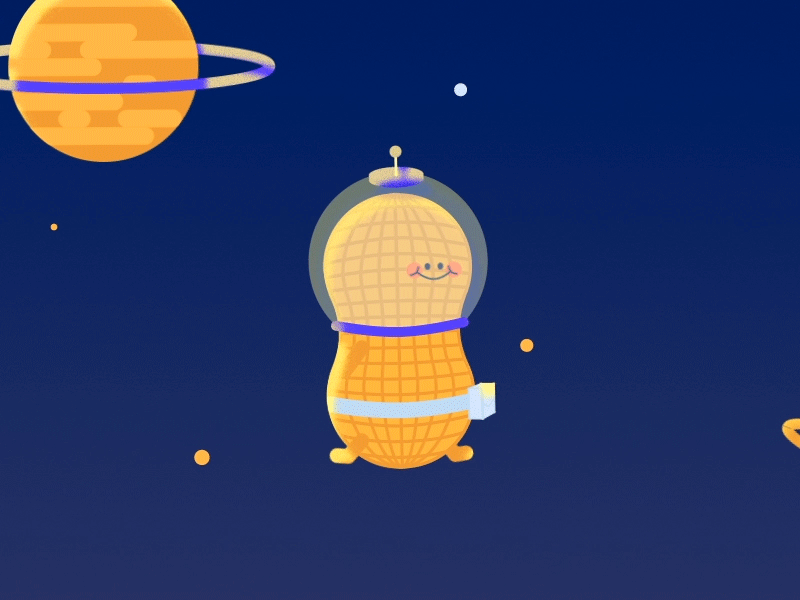 Astronut! animation astronaut galaxy gif loop motion graphic peanut peanuts planet puns space stars