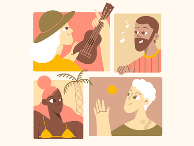 Summer ends 2d beach character character design characterdesign chat colors design girl hair illustration illustration art music palm party summer swimsuit ukulele