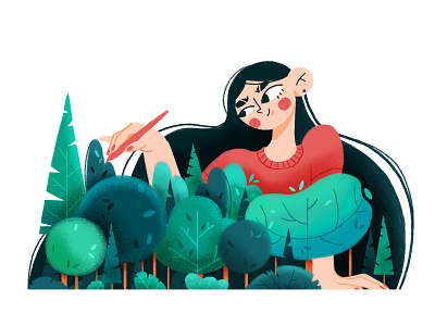 Evergreen Content 2d character characterdesign colors design forest girl illustration illustration art illustration design marketing plants