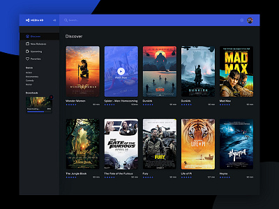 Movie App | Desktop dark dashboard desktop hd interface movie movieapp ui watch