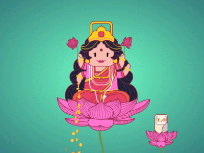 The goddess. aftereffects animation cute dhanteras diwali illustrator indiangoddess lakshmi owl
