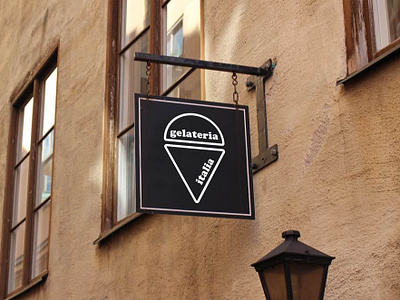 Gelateria Italia logo and signage mockup