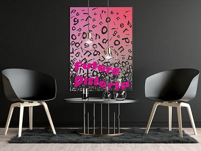 Futura Distorta Black Room Scene Mockup