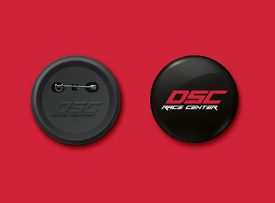 DSC Race Center pin button mockup brand identity branding design graphic design logo logo design mockup pin typography