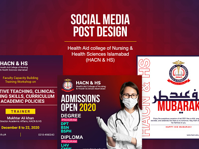 HACN & HS - Social Media Design ab creativegfx banner design brand identity branding college creative design creatives design graphic design health aid illustration logo medical post design post template social media social media creatives social media design square banner vector