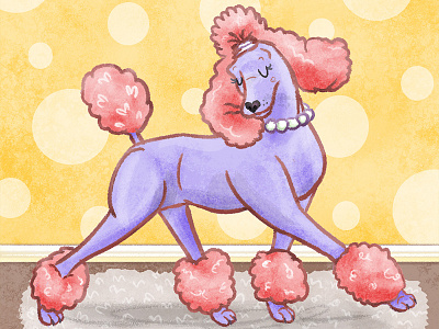 DailyDoggyDoodle - Poodle character design cute dog illustration pastel colours poodle texture