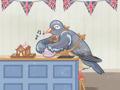 The Great Birdish Bake Off animal bake off baking bird character design childrens book illustration cooking cute design illustration illustrator pastel colours photoshop pigeon texture