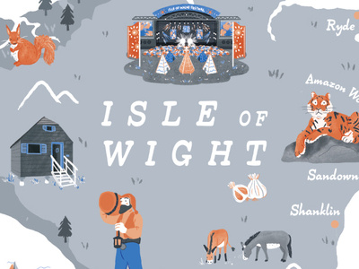 Map Mural WIP animal cartography design festival grey illustrated map illustration isle of wight map maker orange pastel colours photoshop texture theydrawandtravel wip