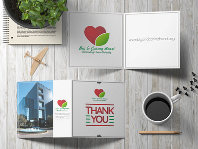 Thank you card design for Big & Caring Heart Foundation. card design