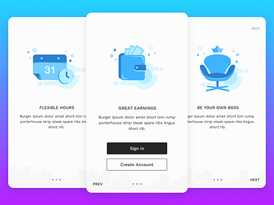 Onboarding Screens clean illustrations onboarding ui ux walkthrough