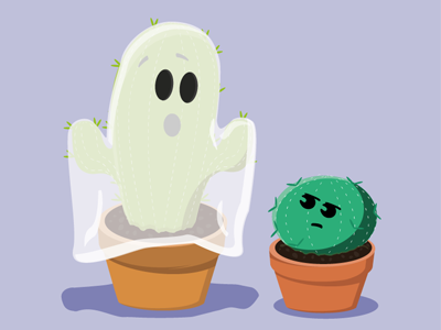 Ghost 2d cactus ghost illustration graphic