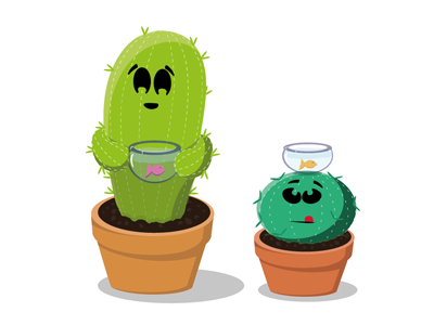 Fish 2d cactus design fish graphic illustration