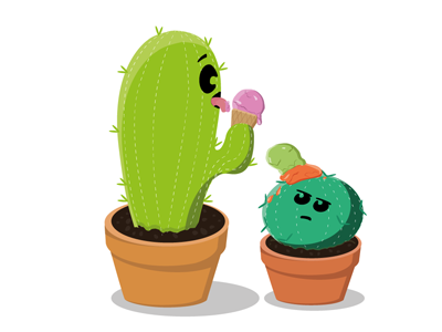 ice cream two cactus digital illustration