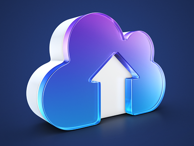 Cloud upload icon cloud glass glossy icon purple upload