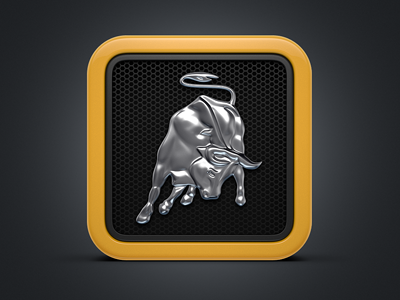 Lambo IOS Icon bull chrome grid icon iphone laborghini lambo metal yellow