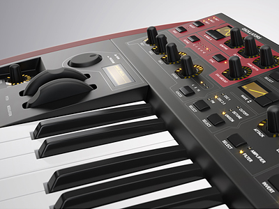 Synth 3d cinema 4d keyboard knobs synth synthesizer vray