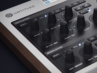 Synth Desktop Hardware 3d Wip01 3d button c4d fader glow hardware knob led rubber slider synth vray wip wood