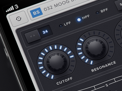 Untitled iOS/iPhone Synth App Fixes blue dropdown faders ios iphone knobs navigation sliders synth synthezier zzz