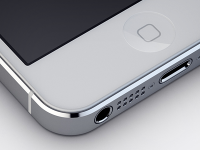 White iPhone 5 apple cinema4d. glass iphone5 metal phone photoshop render white