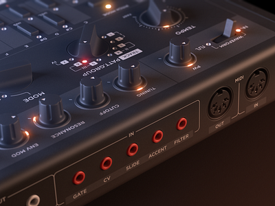 T.3 1 303 3d audio clone leds render roland synth tb 303