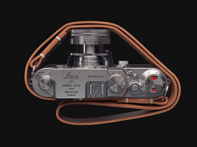 Leica IIIf (3d) 3d c4d camera leather leica metal visualization vray