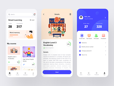 Online education - Home app design educational icon illustration ui ux