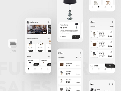 Jes App - Furniture sales by Moli_xEs app design furniture icon ui ux 设计