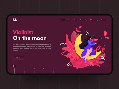 Violinist on the moon design illustration 设计