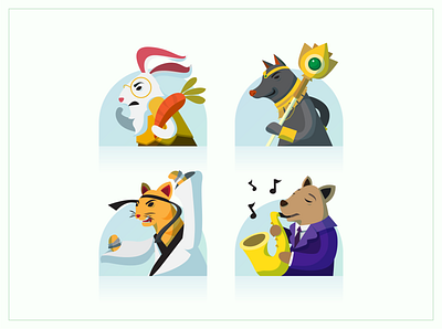 Choose your Animal Fighter Avatars animals avatars cat dog fighter graphic design illustration rabbit vector