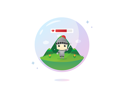 Toy Frontier - Miniature World Illustration bubble character field game game concept graphic design hp illustration knight miniature snowglobe toy knight toys vector