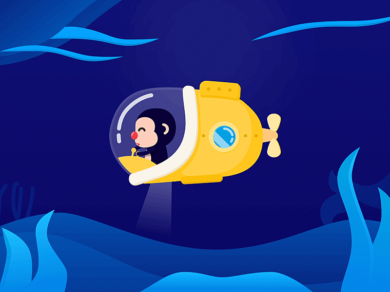 submarine ae animation gif illustration monkey ocean sea search ui